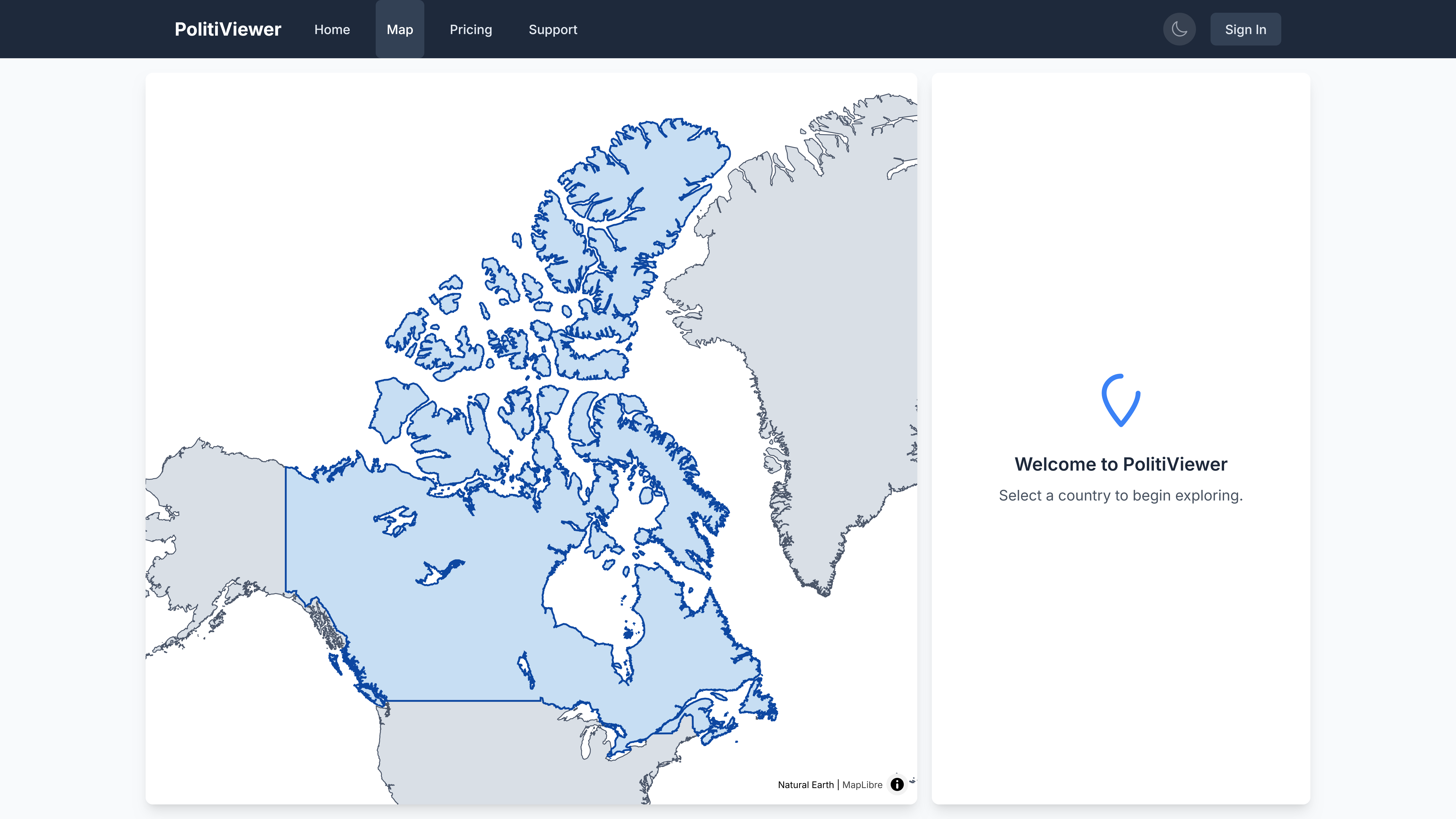 PolitiViewer map interface preview
